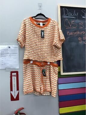 Wild fable womens 2 piece knit casual set summer size XL creamsicle new target